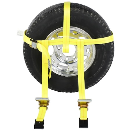 Us Cargo Control Side Mount Wheel Net with Cam Buckle & 2 Ratchets and Flat Hooks SMWN2R51FH